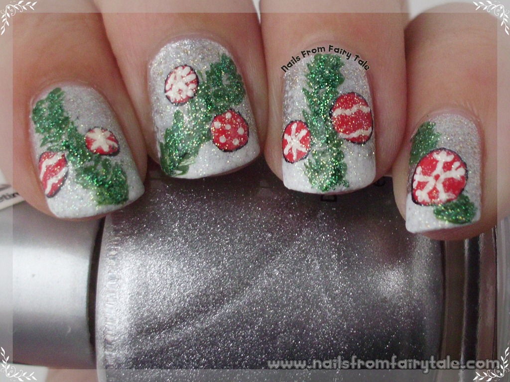 Silver Glitter and Red Ornaments